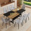 Oversart Table and chair set.71*35.4 inch Wooden And Black Spliced Dining Table With Storage Function - 2 of 4
