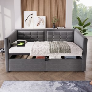 NicBex Twin Size Modern Bed Frame Sofa Bed with Hydraulic Storage,Tufted Daybed Platform Bed for Bedroom,Kids Room,Study - 1 of 4