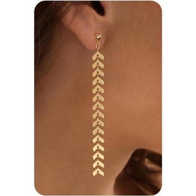 Dangle Earrings for Women- 14K Gold Plated Butterfly Heart Star Hoop Chain Tassel Design Long Dangle Earrings