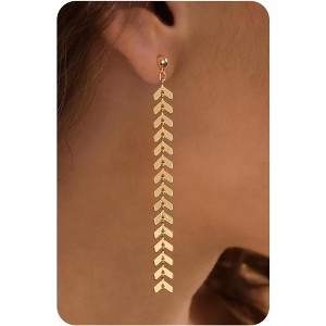 Dangle Earrings for Women- 14K Gold Plated Butterfly Heart Star Hoop Chain Tassel Design Long Dangle Earrings - 1 of 4