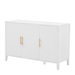 Lyngins Sideboard Buffet Cabinets with 4 Wavy Slatted Doors,Metal Handles,Coffee Bar Cabinets,Credenzas for Kitchen,Entryway - 1 of 4