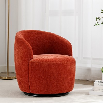 Chenille Swivel Accent Chair Barrel Accent Chair Armchair With Powder Coating Metal Ring-Tanpinhause