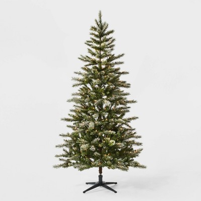 7ft Pre-Lit Flocked Douglas Fir Artificial Tree Clear Lights - Wondershop™