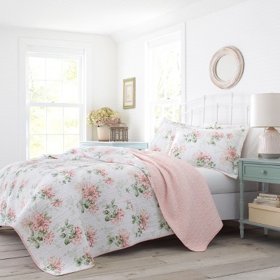 Flora Reversible Quilt Set Blue - Laura Ashley : Target