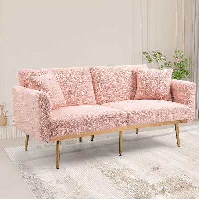 CAVINAS Loveseat Sofa with Metal Feet, Modern Convertible Sofa, Vintage Accent Sofa, Upholstered Sofa Couch for Living Room
