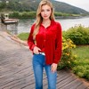 Anna-Kaci Women's Velvet Long Sleeve Button-Up Shirt with Chest Pocket and Collared Neck - 2 of 4