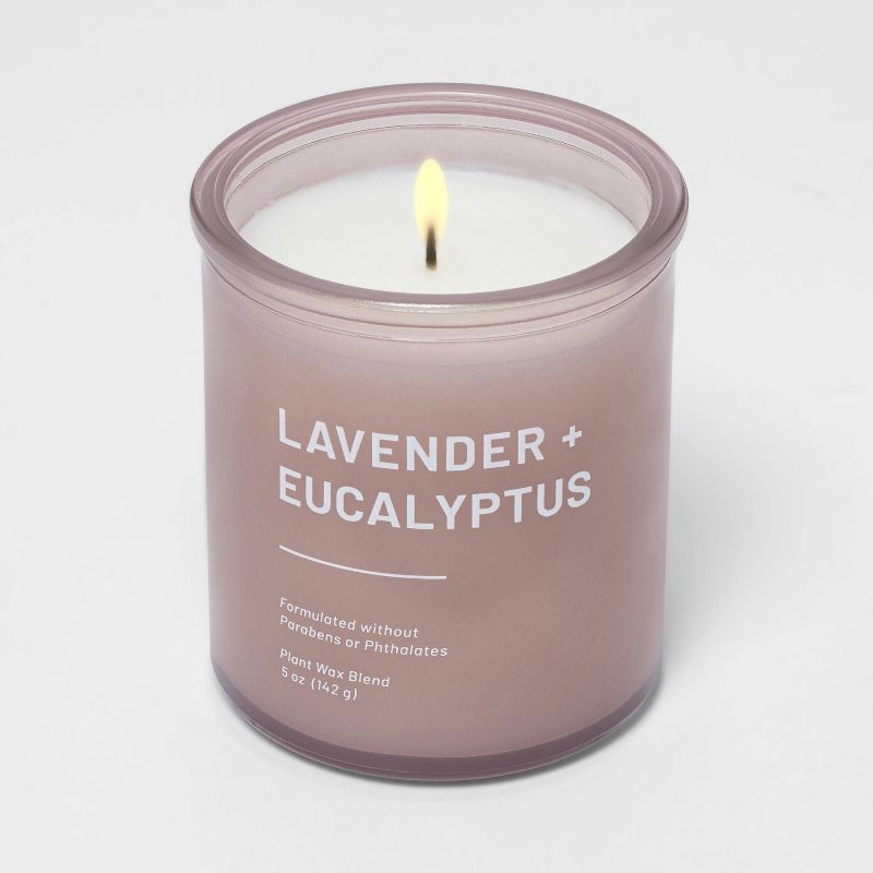 Tinted Glass Lavender + Eucalyptus Jar Candle Light Pink - Threshold™, 3 of 9