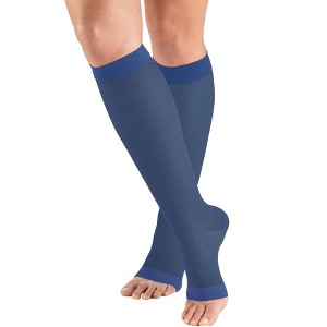 Truform Sheer Compression Stockings, 15-20 mmHg, Women's Knee High Length, Open Toe, 20 Denier - 1 of 4
