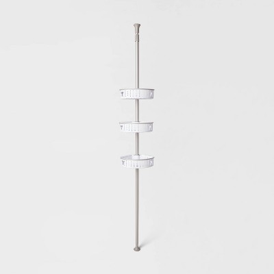 Style Selections White Steel 4-Shelf Tension Pole Freestanding Shower Caddy  13.4-in x 9.4-in x 97-in in the Bathtub & Shower Caddies department at