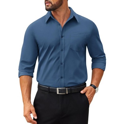 formal dress shirt Men's Long Sleeve 4-Way Stretch Wrinkle Free Blue Shirt 2XL Find great deals on patchwork shirts at Hisdern. Hisdern Men's Pink Purple Splicing
