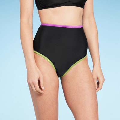 Target high waisted black cheap swim bottoms