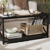 Industrial Wood 2-Tier Coffee Table with Storage Shelf for Living Room, Rectangle Side End Table with Metal Frame, X-Frame Design - 4 of 4