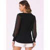 INSPIRE CHIC Women's Semi Sheer Polka Dots Long Sleeve V Neck Mesh Contrast Top - 3 of 4