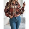 Clearlove Women's Button Down Flannel Plaid Shirt Jacket Oversized Vintage Shacket Long Sleeve Collared Work Casual Shirts Tops - 2 of 4