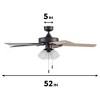 Portage Bay Stannor 52 Inch Indoor Ceiling Fan with Light Fixture, 3 Bulbs, and Quiet Reversible Motor for Medium Rooms, 51434, Bronze - 4 of 4