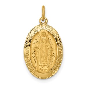 Black Bow Jewelry 14k Yellow Gold Solid 3D Oval Miraculous Medal Pendant - 1 of 4