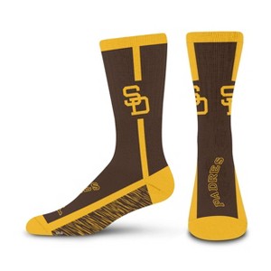 MLB San Diego Padres Adult Crew Socks: Cushioned Heel & Toe, Knit Logo Design - 1 of 3