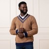 Hope & Henry Men's Organic V-Neck Intarsia Cricket Sweater, Brown Glen Plaid Intarsia, Medium - 4 of 4