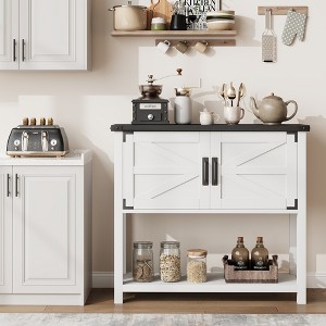 Farmhouse Entryway Table with 2-Door Cabinet, Wood Console Table with Storage, Coffee Bar Cabinet, Sofa Tables Buffet Sideboard - 1 of 4