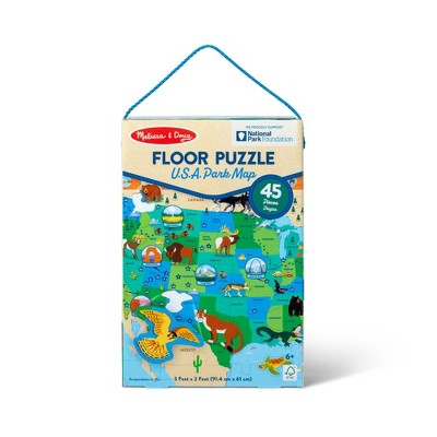 Melissa &#38; Doug National Parks U.S.A. Map Floor Puzzle 45pc Jumbo and Animal Shapes, Search-and-Find Activities, Park and Animal ID Guide_2