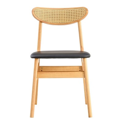 GlasFlength Accent Chairs Modern Curved Back Dining Chair PU Cushion Seating Artistic Design For Living Spaces, Beige, 17.7"*17.3"*31"