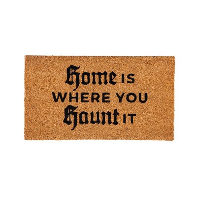 Evergreen 16 x 28 Halloween Greeting Coir Mat, Home Is Where You Haunt It for Indoor and Outdoor Decor