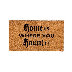 Evergreen 16 x 28 Halloween Greeting Coir Mat, Home Is Where You Haunt It for Indoor and Outdoor Decor - 1 of 4