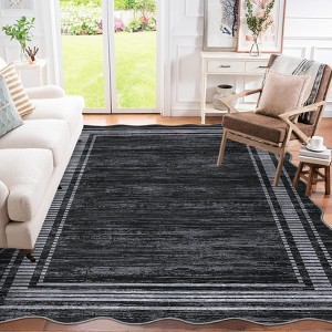 Scalloped Modern Abstract Area Rug Washable Rug for Living Room, Non-Slip Soft Carpet for Bedroom - 1 of 4