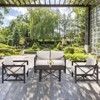 Tangkula 2 Pieces 2-Person Patio Outdoor Loveseat Sofa with 6" Thick Cushion and Coffee Table Set for Garden Beige - 2 of 4