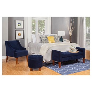 Large Round Button Tufted Storage Ottoman - HomePop - 1 of 4