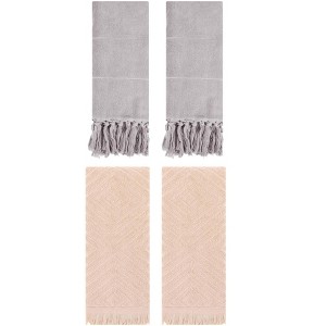REGALWOVEN 4 Packs Cotton Soft and Absorbent Bathroom Turkish Hand Towels with tassel - 1 of 4