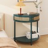 NicBex Modern Unique Half Moon End Table with Sliding Rattan Door,Natural Side Table,Console Table for Bedroom,Living Room - 4 of 4