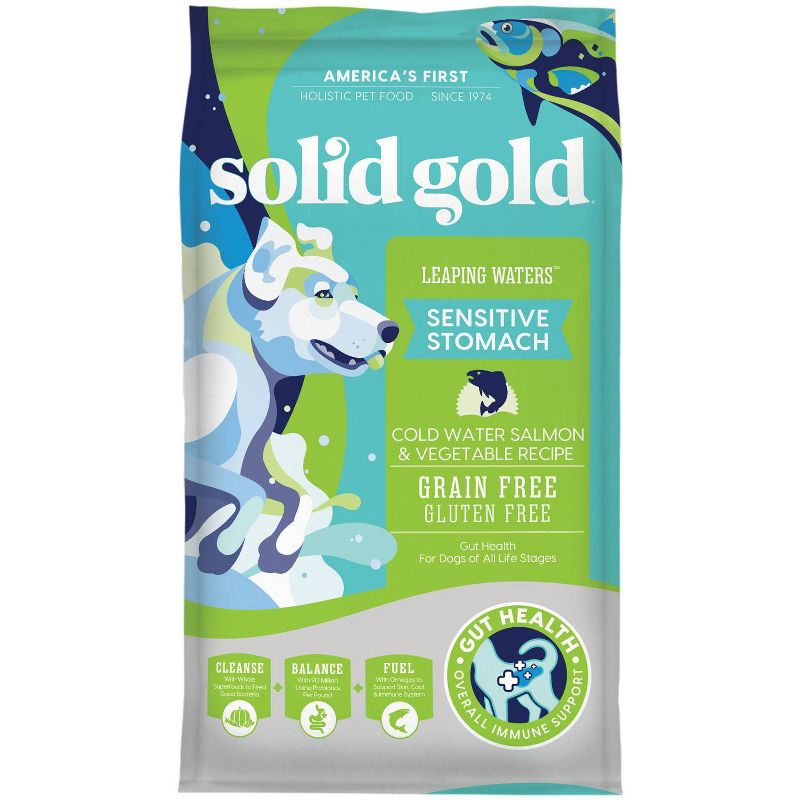Solid Gold Leaping Waters Sensitive Stomach All Ages Dry Dog Food with Salmon Flavor - 4lbs, 1 of 5
