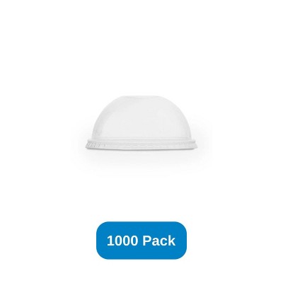 Vegware Lid for 8-16 oz Bella Pots Dome w/ Hole Clear PLA Compostable - Case of 1000