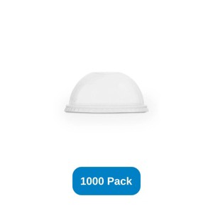 Vegware Lid for 8-16 oz Bella Pots Dome w/ Hole Clear PLA Compostable - Case of 1000 - 1 of 3