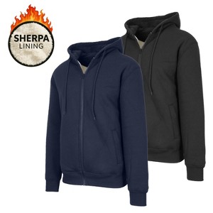 Blu Rock Men's Heavyweight Hoodie With Faux Shearling Lining-2 Pack - 1 of 3