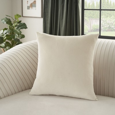 Beige Velvet 20" Square Throw Pillow