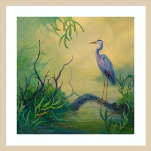 Amanti Art Summer Heron by Floy Zittin Wood Framed Wall Art Print - 1 of 4