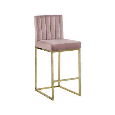 Meridian Furniture,Giselle Pink Velvet Stool