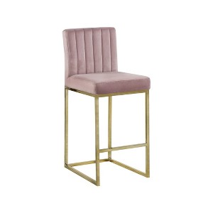 Meridian Furniture,Giselle Pink Velvet Stool - 1 of 4
