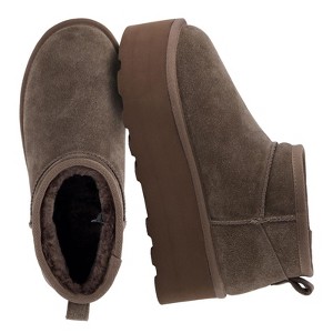 CUSHIONAIRE Hippy Women’s Platform Ankle Boots – Genuine Suede, Faux Fur Lining, Cozy Winter Slip-On Design, Comfortable Footwear - 1 of 4