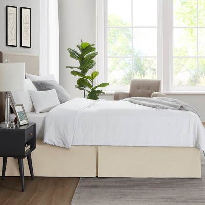Beige Polyester Twin Split Corner Bedskirt