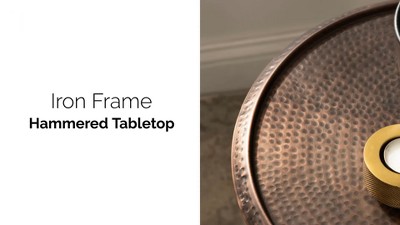 Sanzo Gold Round Hammered Metal Side Table
