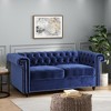 Mid-Century Modern Upholstered Loveseat Couch With Nailhead Design Armrest Wooden Legs Velvet Couch Sofa For Guest Room Office Living Room Bedroom - 2 of 4