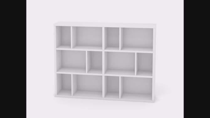 44.13&#34;12 Cubbies Horizontal Style Bookcase White - Sauder: Modern Display Shelves, Lightweight MDF Construction, Soft White Finish, 2 of 7, play video