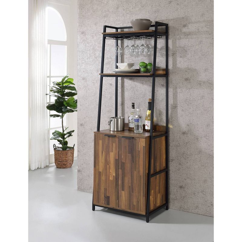 73.63&#34; Moniave Bookcase with Wine Glass Rack Oak/Black - HOMES: Inside + Out, 3 of 6