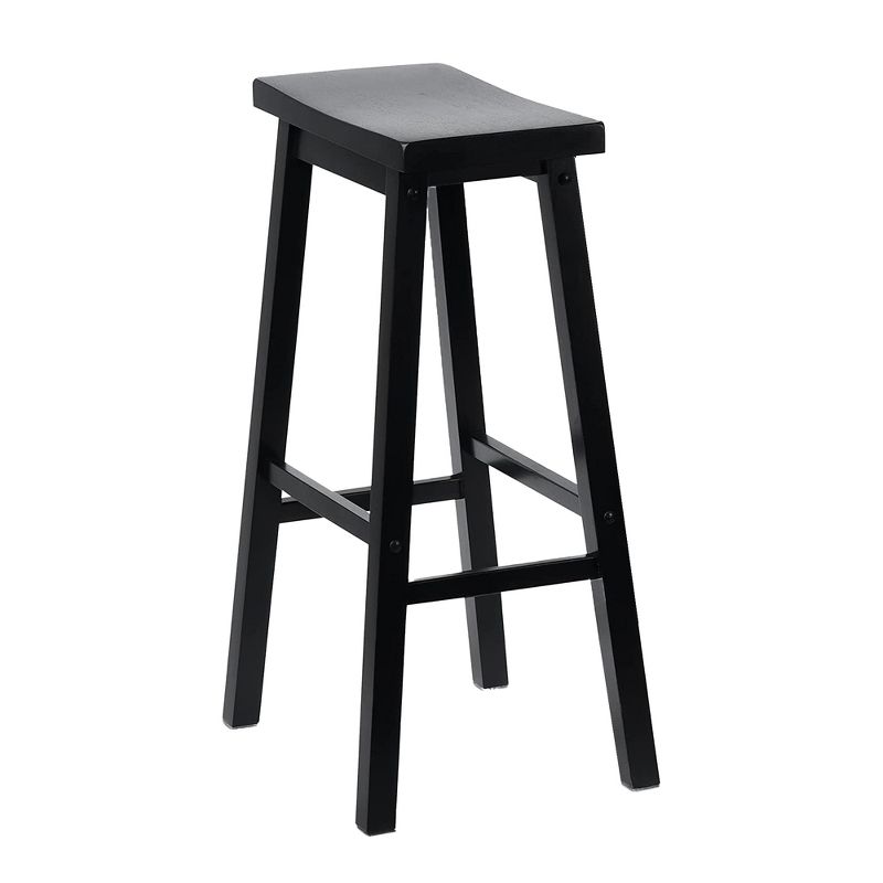 PJ Wood Classic Saddle-Seat 29" Tall Kitchen Counter Stools for Homes, Dining Spaces, and Bars with Backless Seats and 4 Square Legs, Black (4 Pack), 4 of 7