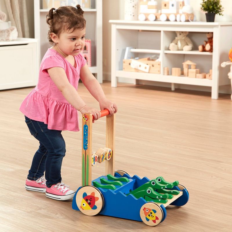 Melissa &#38; Doug Deluxe Chomp and Clack Alligator Wooden Push Toy and Activity Walker, 3 of 17