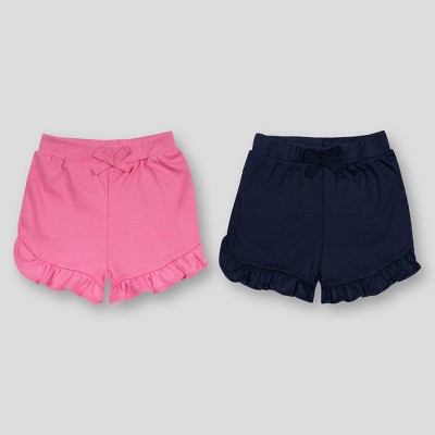 Lamaze Baby Girls' 2pk Organic Shorts - Navy/Pink 0-3M