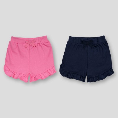 Image of Lamaze Baby Girls' 2pk Organic Shorts - Navy/Pink 0-3M